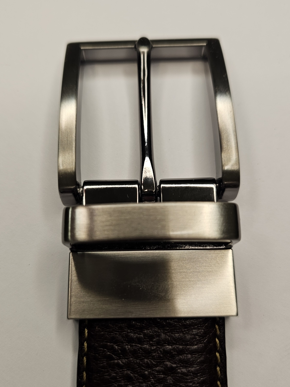 Men’s Kirkland's Italian Leather Reversable Belt B&B with Silver Brushed Buckle